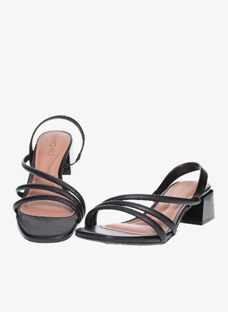 Beira Rio  Beira Rio Ladies Mid Heel Sandals Black | Made In Brazil for Women | Best Price UAE