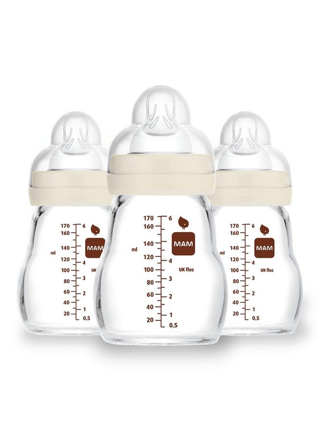 MAM Feel Good Slow Flow Premium Glass Baby Bottles, Easy Switch Between Breast and Bottle, 5oz, 0+ Months, Unisex, 3 Pack - Image 1