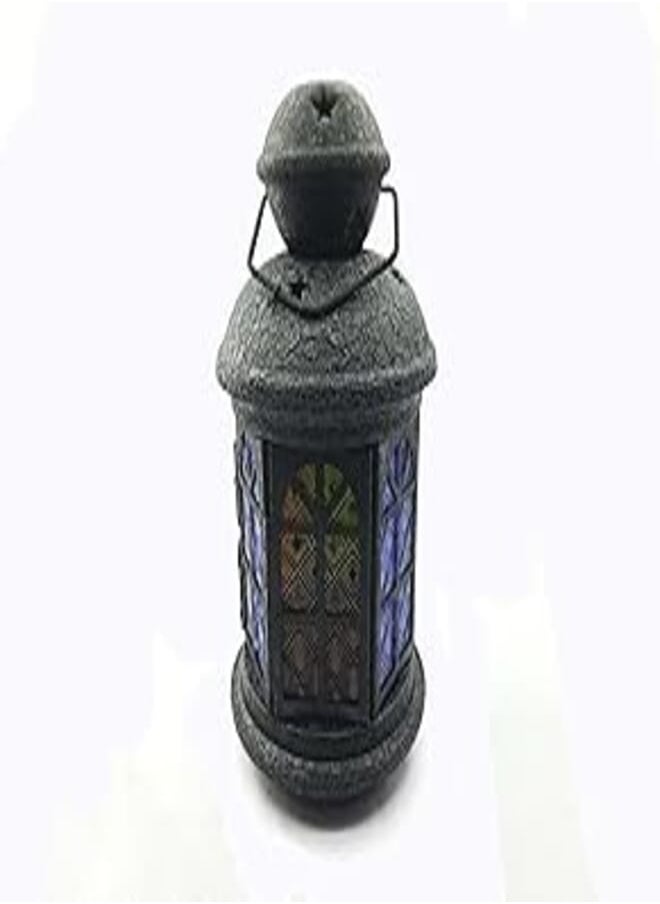 OR Ramadan Lantern - glass and metal - height of 21 cm, black color 