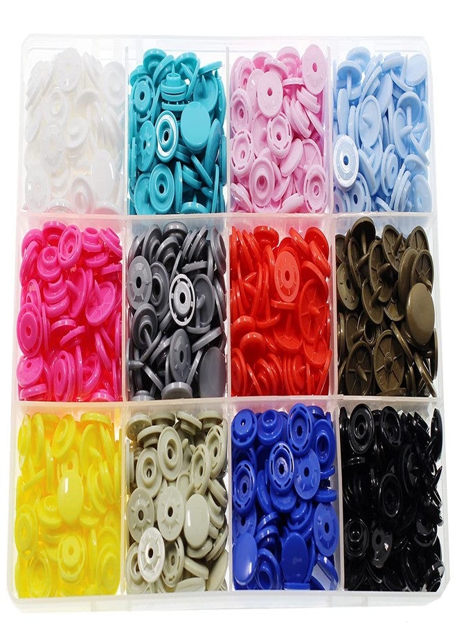 BetterJonny 288 Sets KAM T8 Snaps, BetterJonny Size 24 Plastic Snaps Starter Fasteners Kit No-Sew Buttons for Crafts Clothing Diaper Sewing 12 Colors - Image 1