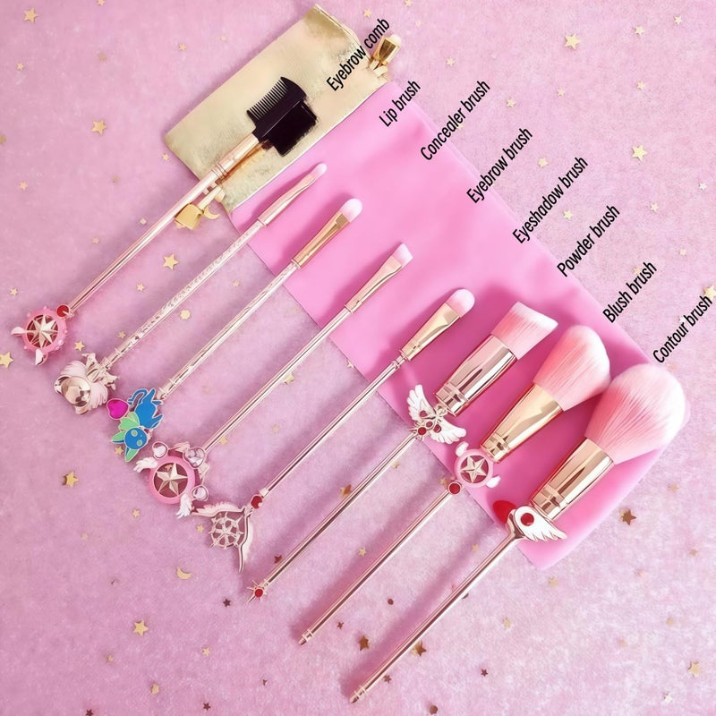RAEEIKPHZ Cartoon Makeup Brush for Kids,Cute Anime 8pcs Foundation Blush Powder Eyeshadow Lip Eyebrow Potter Brushes Set with Metal Handle for Teens Girls Women Present Christmas - Image 5