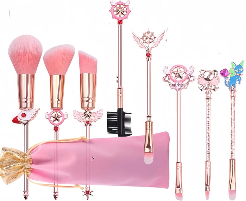 RAEEIKPHZ Cartoon Makeup Brush for Kids,Cute Anime 8pcs Foundation Blush Powder Eyeshadow Lip Eyebrow Potter Brushes Set with Metal Handle for Teens Girls Women Present Christmas - Image 1