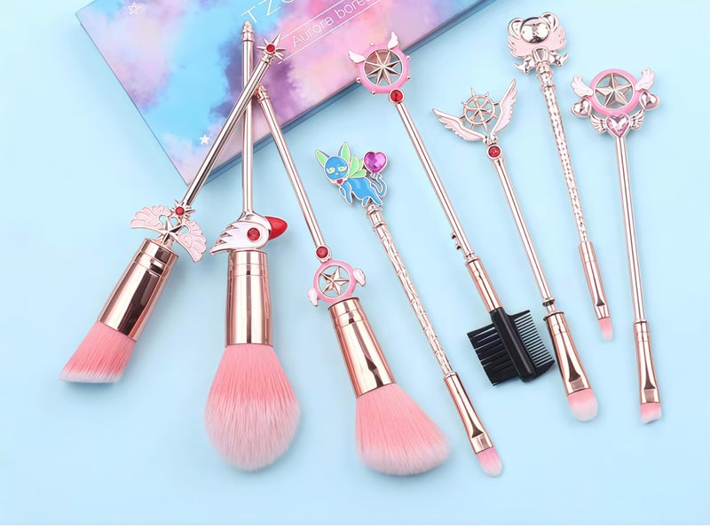 RAEEIKPHZ Cartoon Makeup Brush for Kids,Cute Anime 8pcs Foundation Blush Powder Eyeshadow Lip Eyebrow Potter Brushes Set with Metal Handle for Teens Girls Women Present Christmas - Image 4