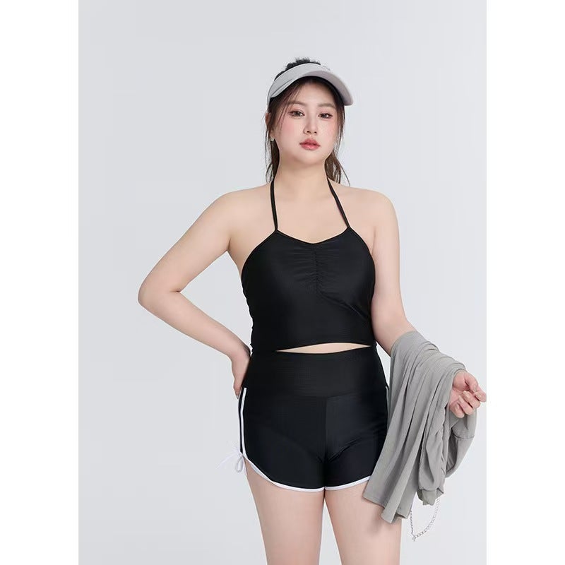 Plus-Size Swimwear for Women 100kg Loose Fit Slimming Tummy-Concealing Three-Piece Set Sexy Boxer Shorts Hot Spring Swimsuit - Image 3