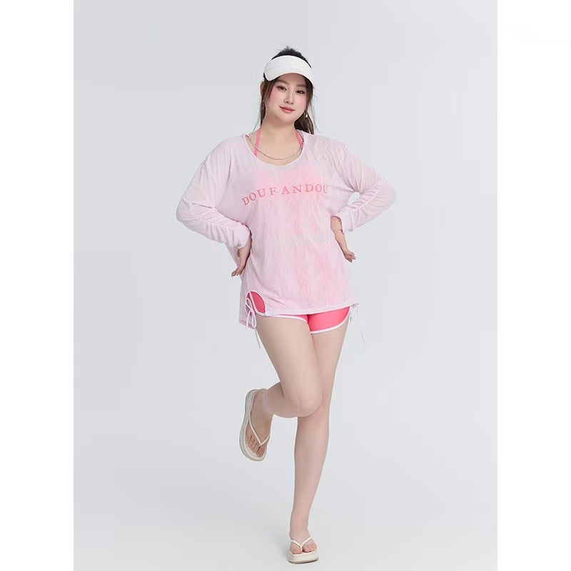 Plus-Size Swimwear for Women 100kg Loose Fit Slimming Tummy-Concealing Three-Piece Set Sexy Boxer Shorts Hot Spring Swimsuit - Image 4