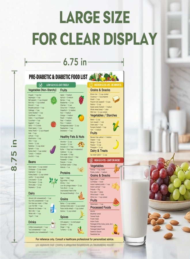 EliteSign Diabetic Food List Chart - Magnetic Diabetes Food List and Meal Planner for Fridge, Laminated Pocket-Size Diabetes Quick Reference Guide - Making Healthy Eating Easy - Image 3