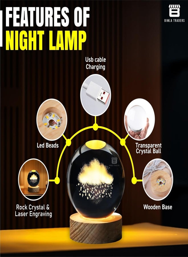Btag Sky Ball Night Lamp with Wooden Stand for Gift for Girls, Birthday Gift, Home Decor, and Cloud Lamp (Sky) - Image 4