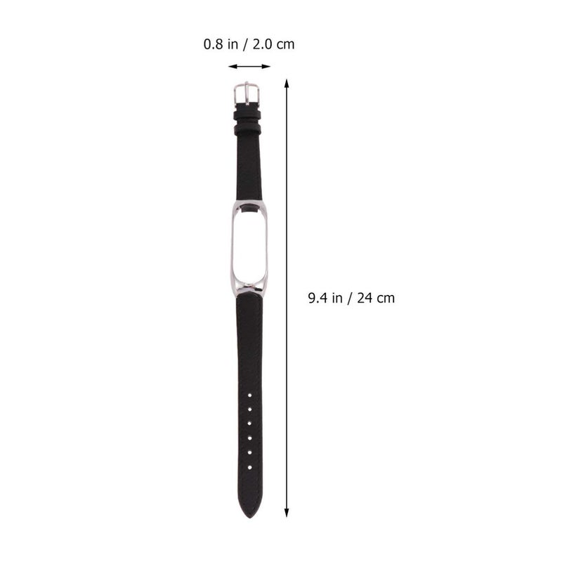 Black Leather Replacement Smart Watch Strap Compatible For Mi Band 4 - Image 3