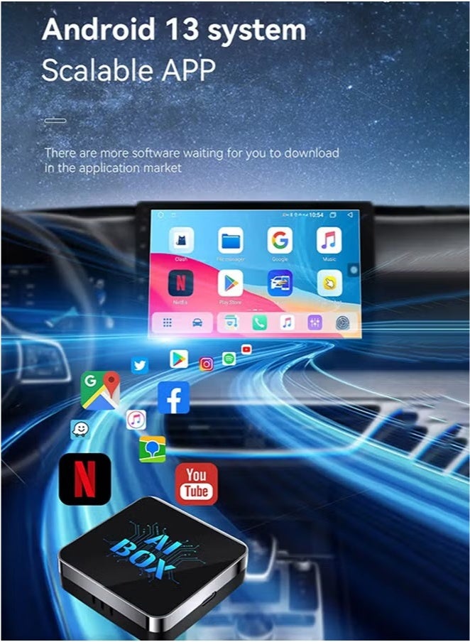 Digisand 2025 Newest Wireless CarPlay AI box Adaptor and Android Auto Wireless Adaptor - Magic Link CarPlay Ai Box-Support YouTube/TF Card/U Disk for Wired to Wireless CarPlay Dongle for Wired CarPlay Cars Plug & Play - Image 2