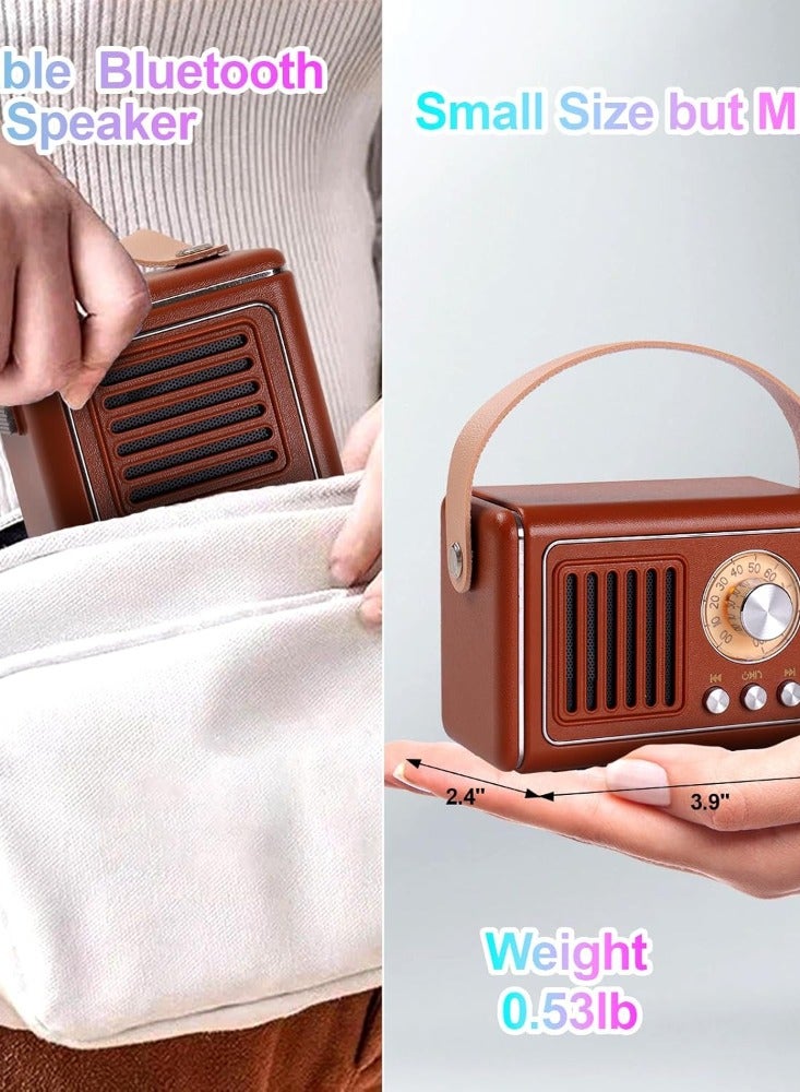 Retro Bluetooth Speaker, Vintage Room Decor, FM Radio Portable Mini Wireless Bluetooth Speaker, Cute Aesthetic Style for Office Kitchen Desk Bedroom Outdoor Accessories,Support USB/TF Card/AUX (Beige) - Image 2