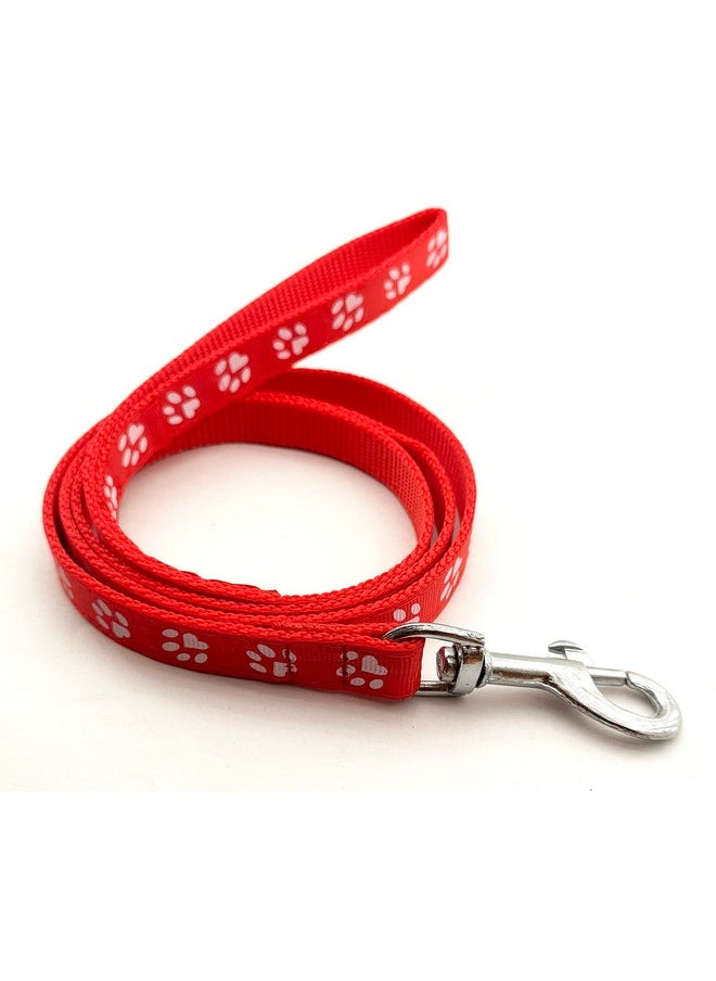 Generic - 15 Mm Nylon Collar And Leash Set Puppy Printed With Bell, Adjustable Buckle Collar With Leash Set Ideal For Training/Walking Small & Medium Dogs (Red, Pattern 03) - Image 1