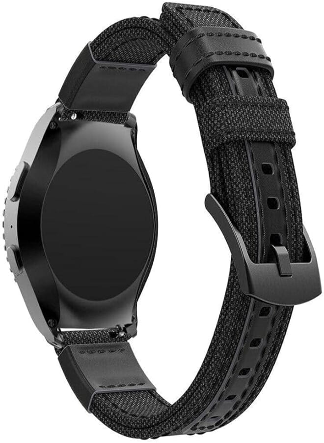 OR woven nylon leather watch band for samsung active 2/huawei watch 42mm/honor magic 2 42mm for size 20 mm black