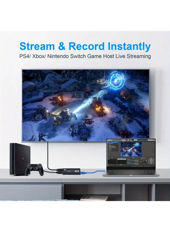 4K USB 3.0 كرت التقاط الفيديو مع كابل HDMI للبث المباشر والألعاب والبث 1080P HD إطار كامل إدخال الصوت أسود - Image 5