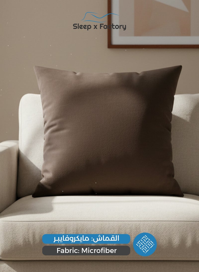 Sleep x Factory Velvet Brown Decorative Cushion – 45x45 cm – Microfiber Filled Pillow - Image 4