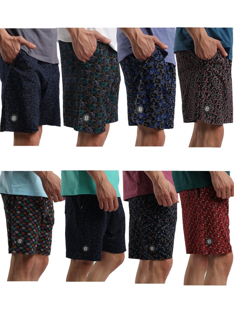 Bumchums Men Mercerised Printed Knee Length Cotton Bermuda Shorts with One Side Zip Pocket, Pack of 1 - Image 2