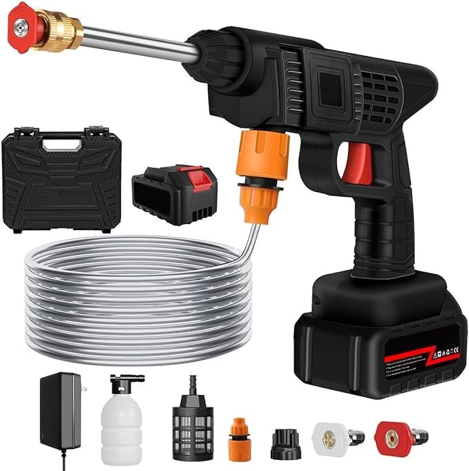 KRLZ High Pressure Car Wash Tool Household Cordless Portable Vehicle Cleaning Machine Automobile Washer with Foam Bottle 48V - Image 1