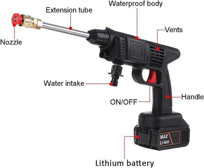 KRLZ High Pressure Car Wash Tool Household Cordless Portable Vehicle Cleaning Machine Automobile Washer with Foam Bottle 48V - Image 3