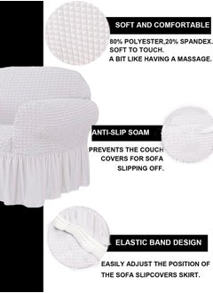 Arabest Sofa Cover Set, 4 piece 7 seater（3+2+1+1） Multifunctional Sofa Slipcover, Couch Cover  Furniture Protector Cover, Washable High Elastic Durable  with Skirt, for Living Room for Bed Room (white)  - Image 2