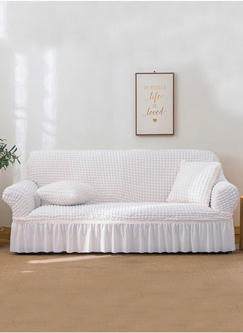 Arabest Sofa Cover Set, 4 piece 7 seater（3+2+1+1） Multifunctional Sofa Slipcover, Couch Cover  Furniture Protector Cover, Washable High Elastic Durable  with Skirt, for Living Room for Bed Room (white)  - Image 5