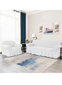 Arabest Sofa Cover Set, 4 piece 7 seater（3+2+1+1） Multifunctional Sofa Slipcover, Couch Cover  Furniture Protector Cover, Washable High Elastic Durable  with Skirt, for Living Room for Bed Room (white)  - Image 3