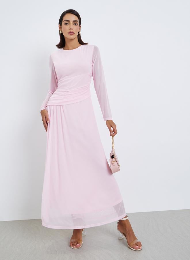 Styli Women Long Sleeves Gathered Maxi Dress - Image 1