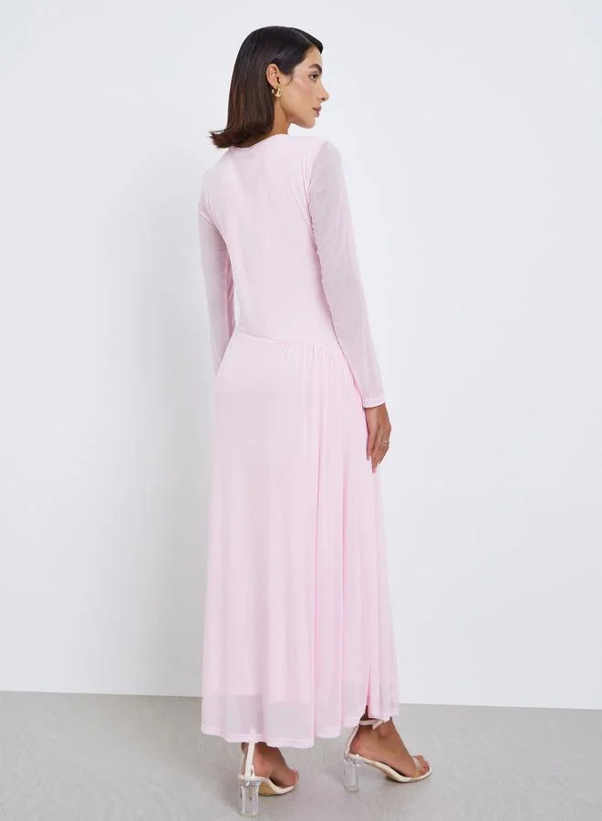 Styli Women Long Sleeves Gathered Maxi Dress