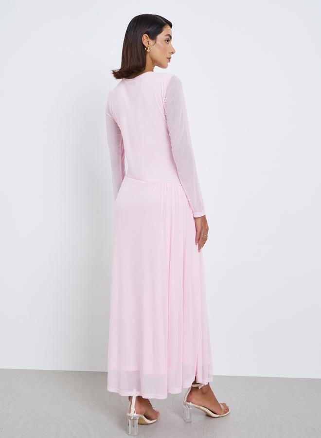 Styli Women Long Sleeves Gathered Maxi Dress - Image 5