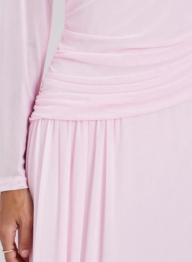Styli Women Long Sleeves Gathered Maxi Dress