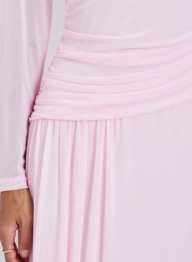 Styli Women Long Sleeves Gathered Maxi Dress - Image 4