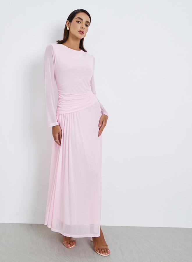Styli Women Long Sleeves Gathered Maxi Dress - Image 3