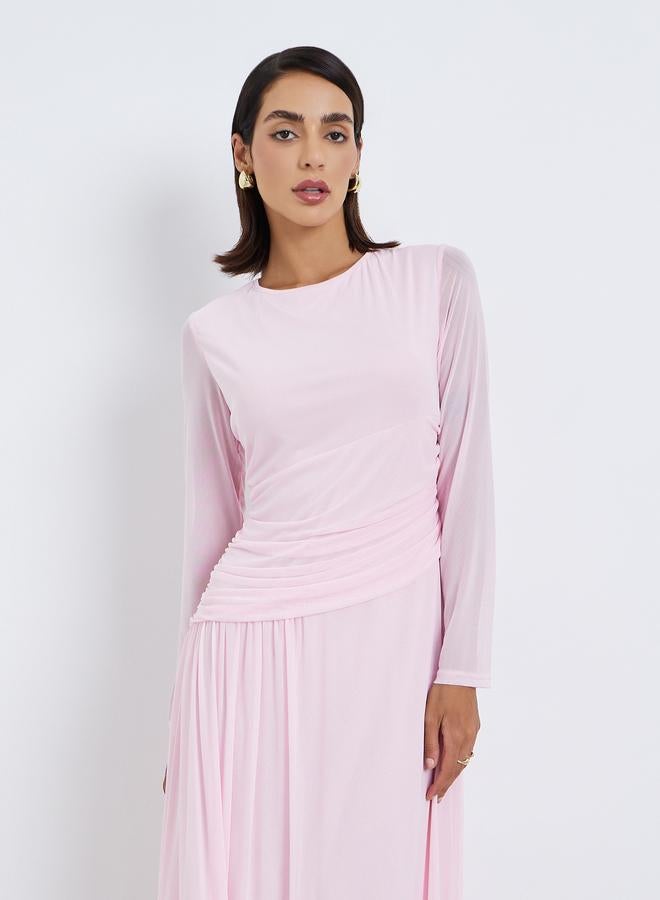 Styli Women Long Sleeves Gathered Maxi Dress - Image 2