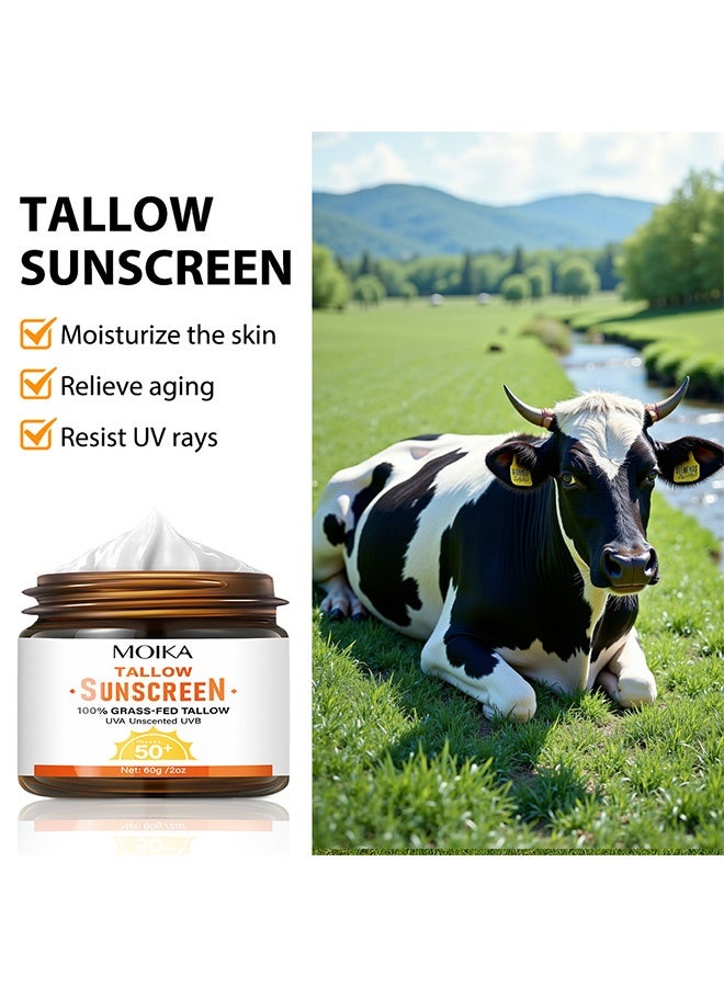 MOIKA Tallow Sunscreen, Organic Grass-Fed Beef Tallow Sunscreen, Lightweight and Non-Greasy Hydrating Moisturizing Sun Protection Cream - Image 4