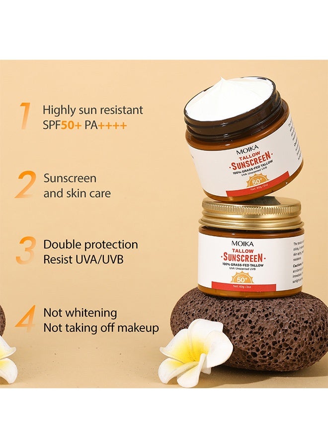 MOIKA Tallow Sunscreen, Organic Grass-Fed Beef Tallow Sunscreen, Lightweight and Non-Greasy Hydrating Moisturizing Sun Protection Cream - Image 2