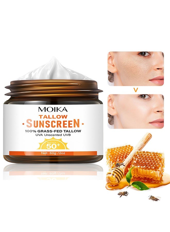 MOIKA Tallow Sunscreen, Organic Grass-Fed Beef Tallow Sunscreen, Lightweight and Non-Greasy Hydrating Moisturizing Sun Protection Cream - Image 1
