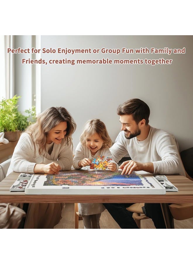 BuilderButler Lightweight 1500 Pieces Rotating Puzzle Board with 4 Sliding Drawers and Cover – 360° Lazy Susan Spinning, 34.21"x25.75" Portable Plastic Puzzle Table, for Mom - Image 2