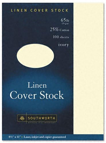 Southworth Southworth  25 Cotton Linen CopyInkjetLaser Coverstock Ivory 65lb Letter 100 Sheets  Sold as 2 Packs of  100    Total of 200 Each 
