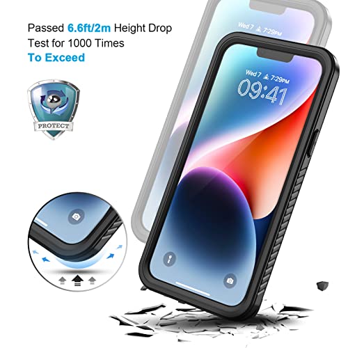 Lanhiem for iPhone 14 Case, IP68 Waterproof Dustproof with Built-in Screen Protector, Rugged Full Body Shockproof Phone Cover for iPhone 14, 6.1 inch (Black) - Image 5