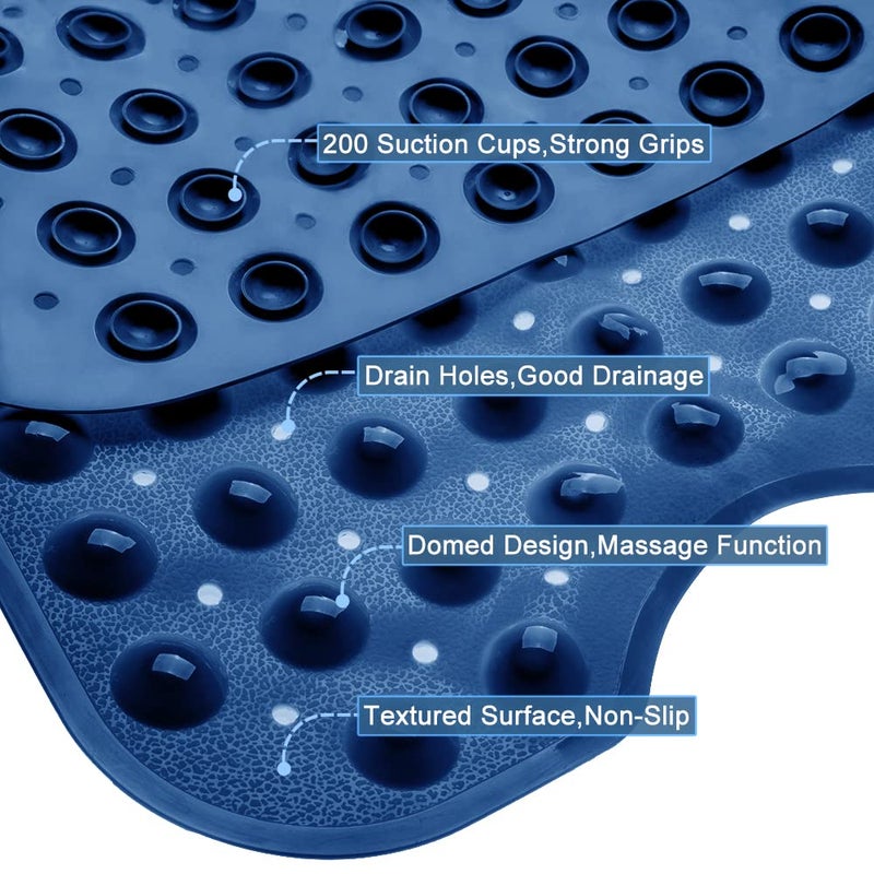 Linoows Bathtub and Shower Mats, Extra Long Non-Slip Bath Tub Mat 39 x 16 Inch, Machine Washable Bathmat with Suction Cups & Drain Holes for Bathroom Floor, Navy Blue - Image 3
