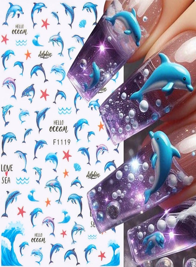 SIMAYKUWA Nail Stickers Summer Ocean Theme - Mermaid Dolphin Sealife Designs, Waterproof Nail Art Decals（4 Sheetss） - Image 4