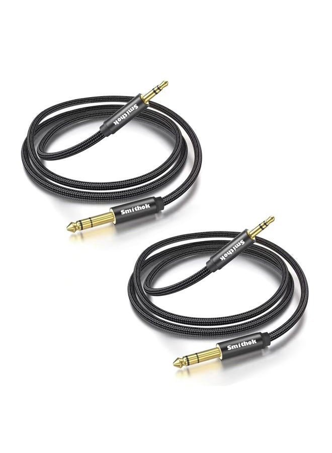 Smithok 2pack 1/8 to 1/4 Stereo Audio Cable,6.35mm 1/4" Male to 3.5mm 1/8" Male TRS Bidirectional Stereo Audio Cable for Guitar, Laptop, Home Theater Devices, Speaker and Amplifiers 4Ft - Image 1