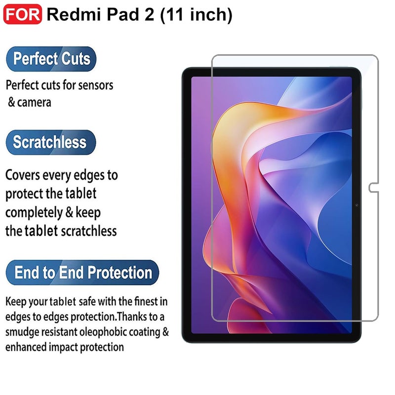 Cedo زجاج مقسى لجهاز Redmi Pad 2 (11 بوصة) | واقي شاشة زجاج مقسى شفاف لجهاز Redmi Pad 2 (11 بوصة) - Image 2