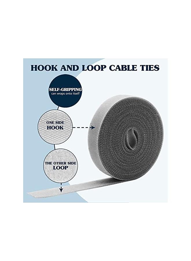 Cable Ties Reusable Fastening Hook and Loop Straps Wires Organizer Ties, Adjustable Cable Management Cord Ties for Tidy TV Computer Power USB Charger Mouse Data Cables (36ft)