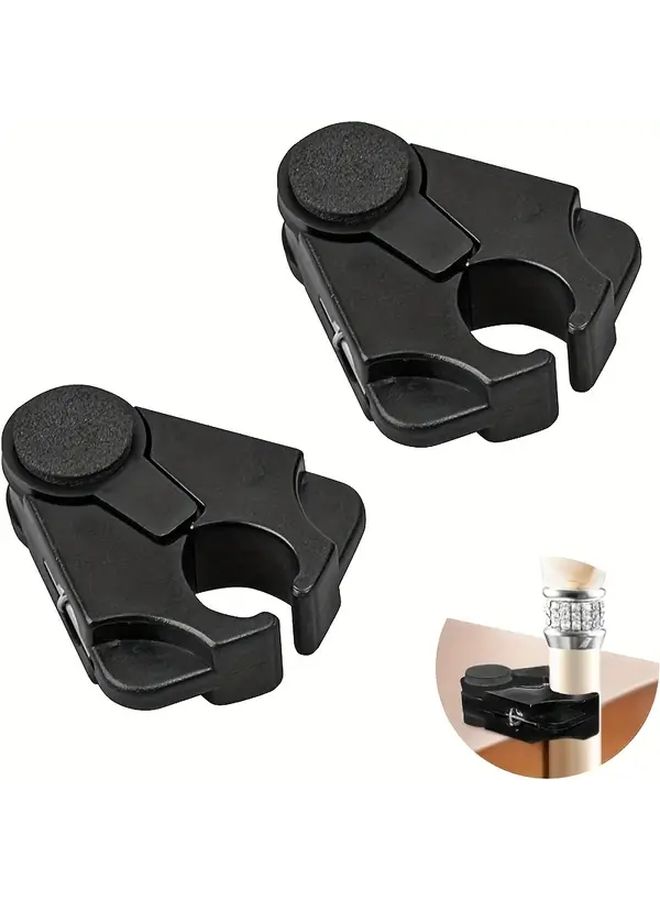 2 Pcs Cane Holder Set Black Stick Stand For Desktop Use Wallmounted Holder Cane Storage Spacesaving Design Compact Holder Smooth Surface Desktop Organizer Cane Rack Mobility Aid Users - Image 1