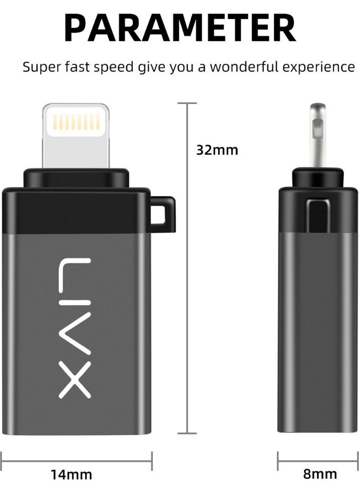 Livx - Lightning To USB 3.0 OTG Converter Adapter Black Otglgm - Image 1