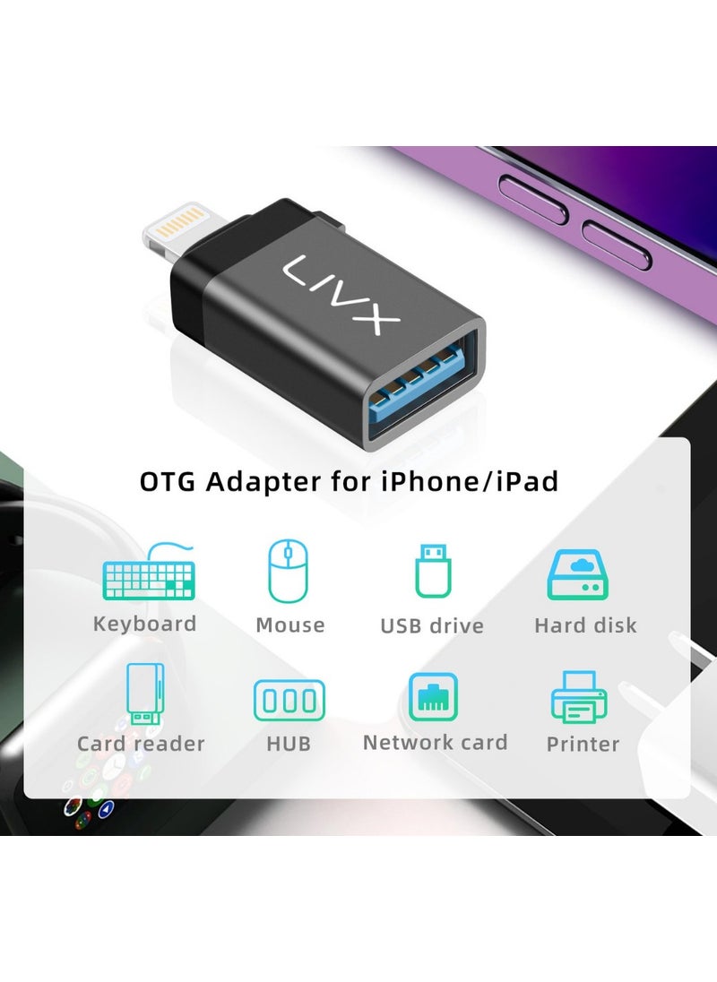 Livx - Lightning To USB 3.0 OTG Converter Adapter Black Otglgm - Image 1