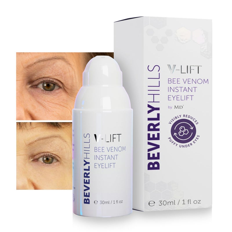 Beverly Hills V-Lift Instant Eye Lift and Eye Tuck Bee Venom Serum for Puffy Eyes, Dark Circles, Wrinkles, and Under Eye Bags Treatment for Women and Men | 30mL (120 Day Supply) - Image 1