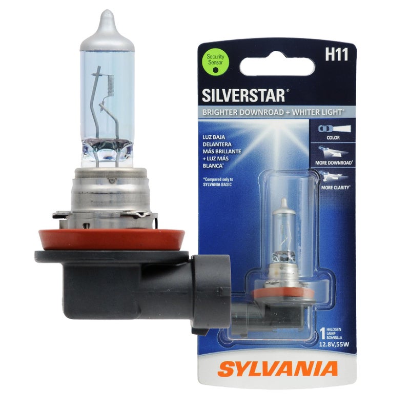 SYLVANIA - H11 SilverStar - High Performance Halogen Headlight Bulb, High Beam, Low Beam and Fog Replacement Bulb, Brighter Downroad with Whiter Light (Contains 1 Bulb) - Image 1