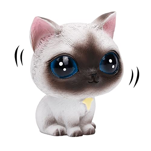 YGMONER Cat Bobblehead Ornaments Car Dashboard Shake Head Decoration (Siamese) - Image 1