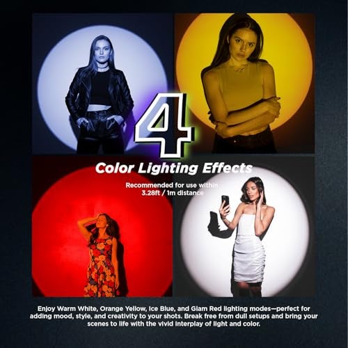 HIFFIN G-Flash RGB Photography Flashlight Portable Video Light LED Spotlight 7500mAh Battery 1–100% Dimming 4 Color Modes 20 GOBO Filters USB-C for Recording Studio Lighting, YouTube, Reels, Vlogging - Image 4