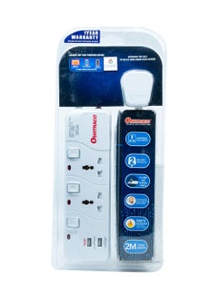 OSHTRACO Oshtraco 2 Way Universal Extension 2M Cord + 2.4 Amp Usb x 2  - Image 2